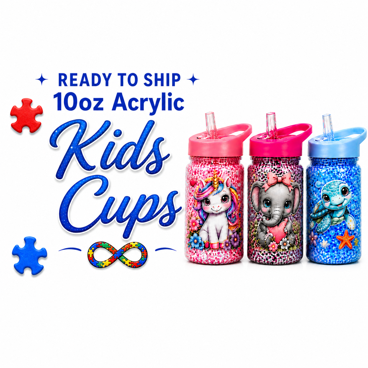 Ready To Ship- 10oz Acrylic- Kids Cups