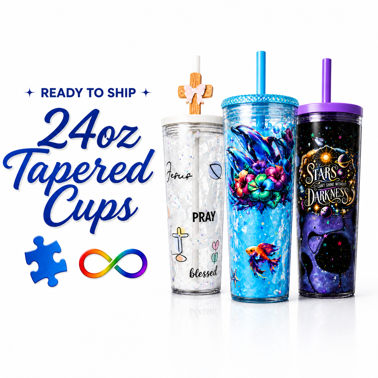 Ready To Ship- 24oz Acrylic Tapered- Cup