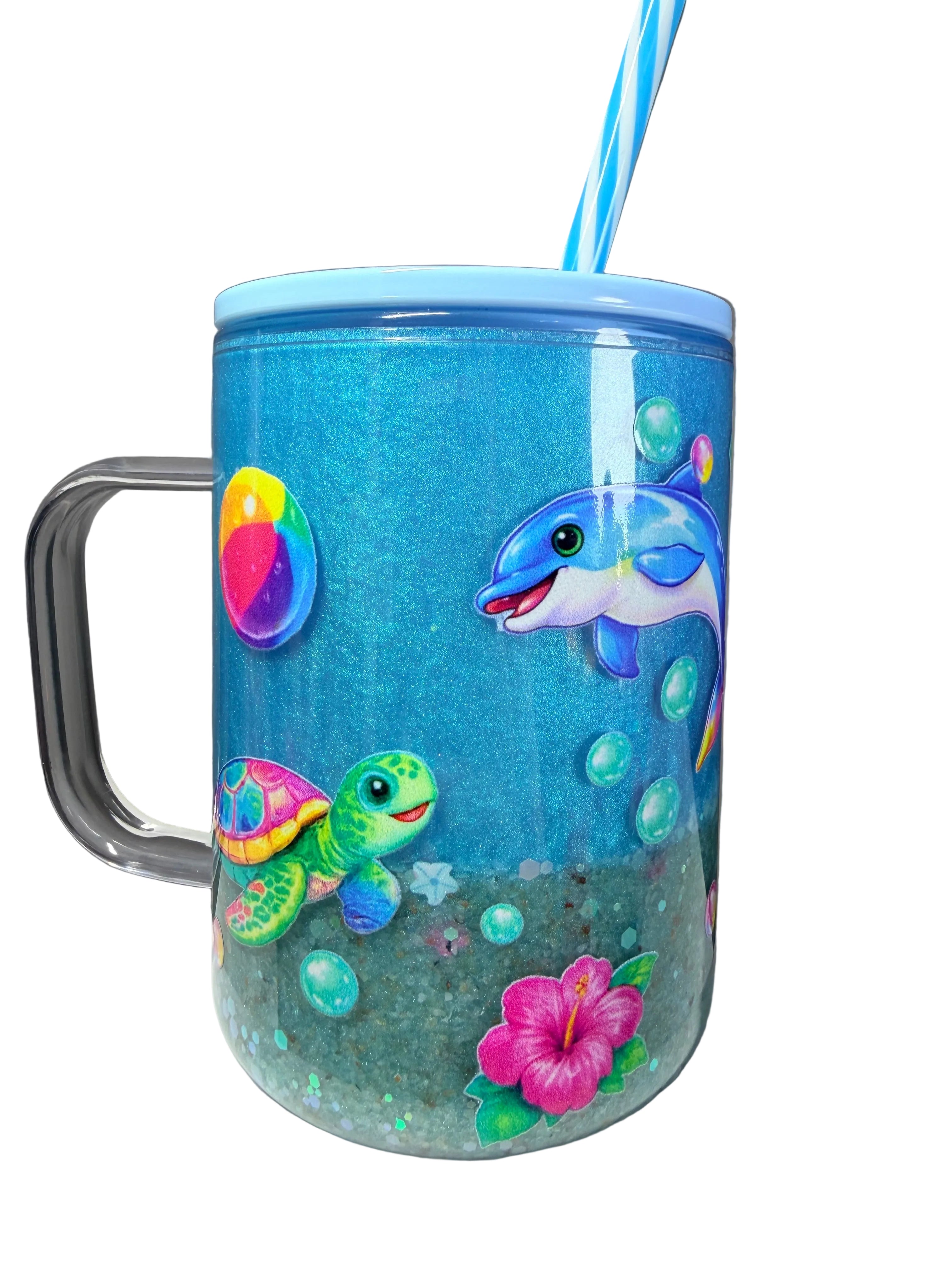 17 oz Acrylic Coffee Mug- Dolphin & Turtles