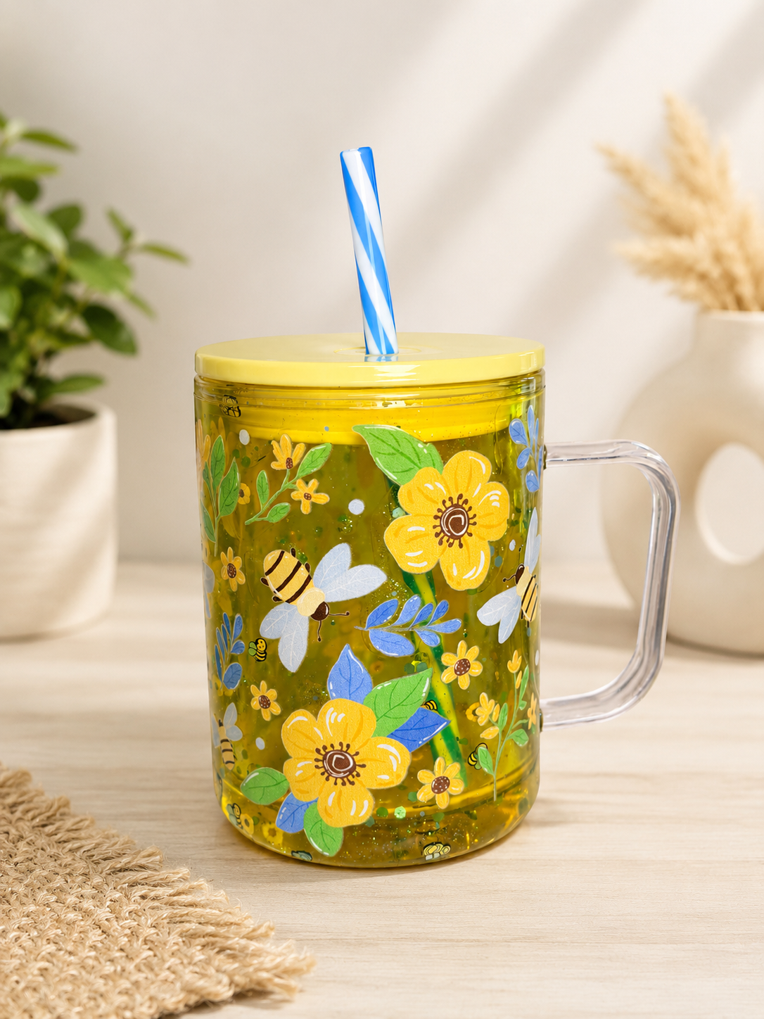 17oz Acrylic Coffee Mug- Bees & Flowers