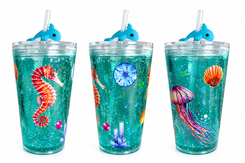 16oz Acrylic Tapered-Ocean Glow, Dual lava