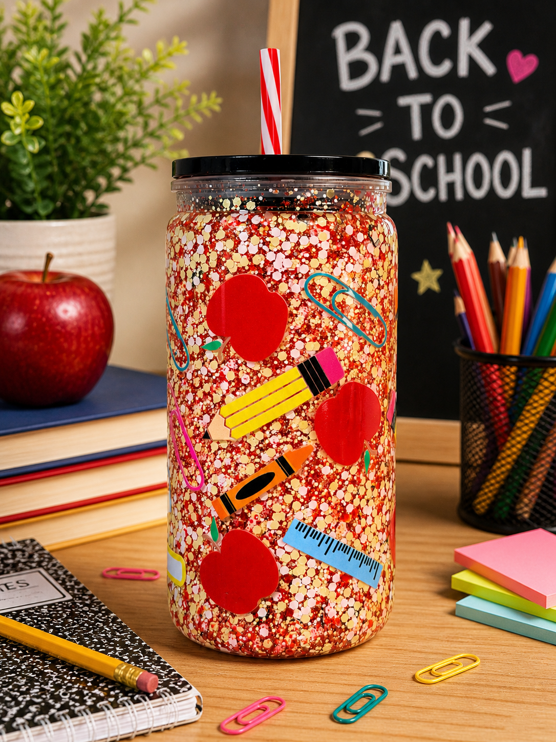 16 ounce acrylic snow globe cup- Teacher