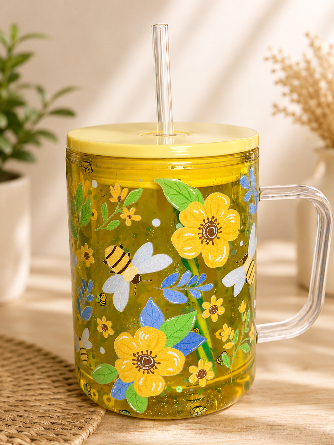 17oz Acrylic Coffee Mug- Bees & Flowers