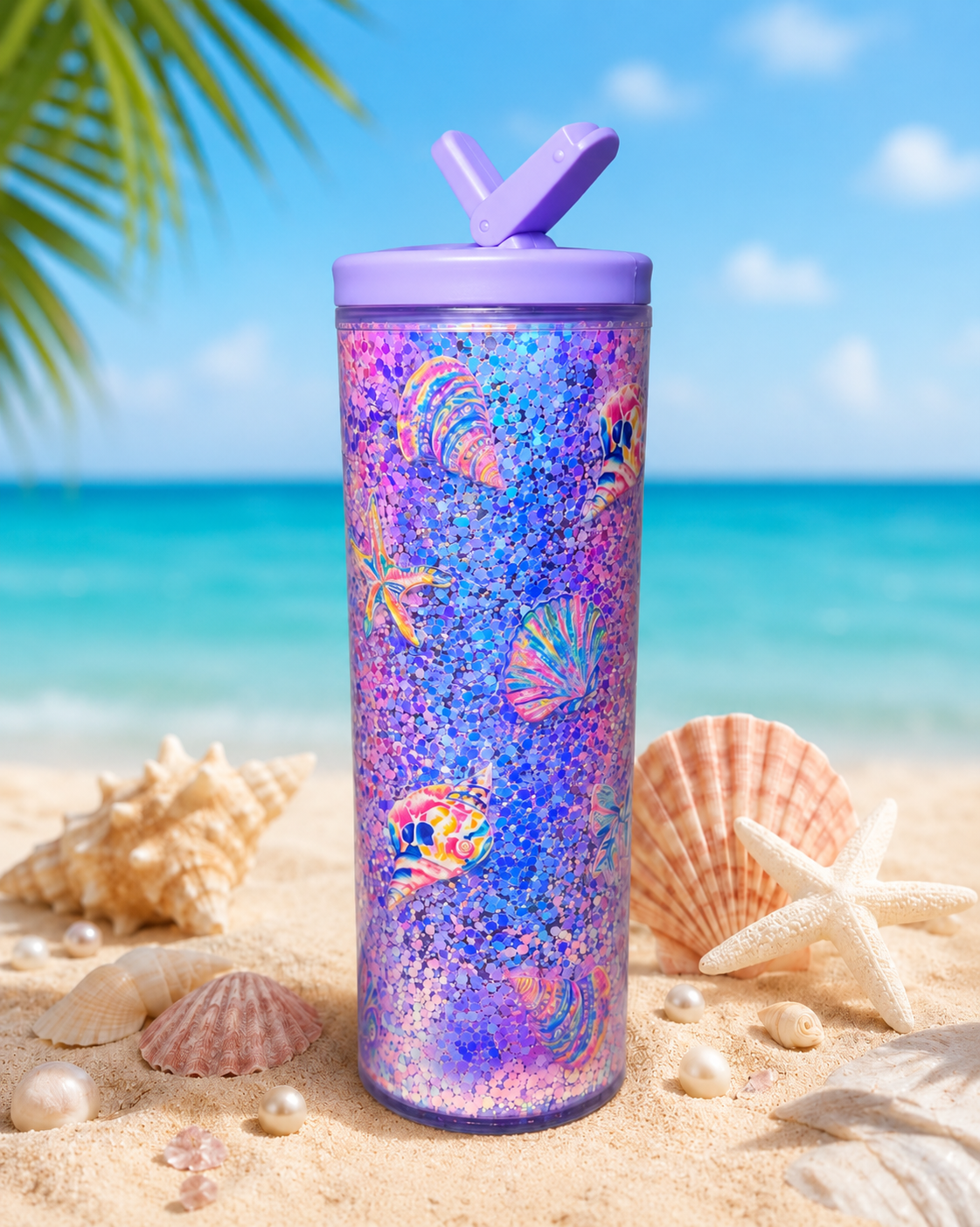 20 oz Acrylic Sports Style- Sea Shells 🐚