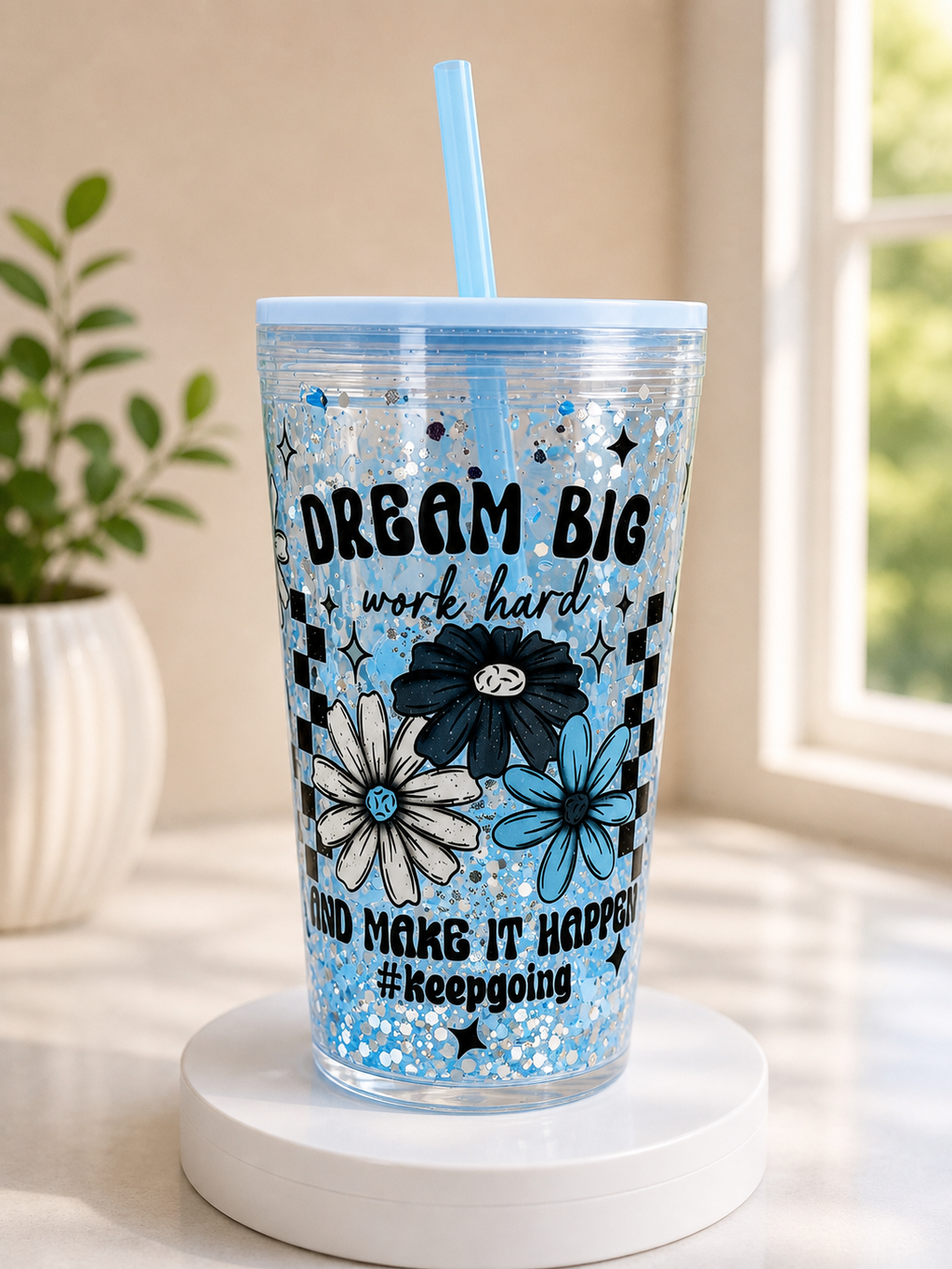 Dream Big- 16 ounce Tapered Acrylic Snow Globe Cup