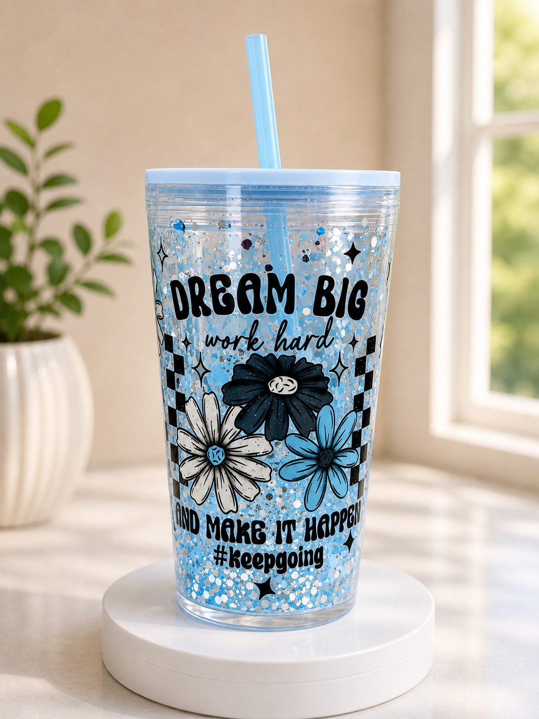 Dream Big- 16 ounce Tapered Acrylic Snow Globe Cup