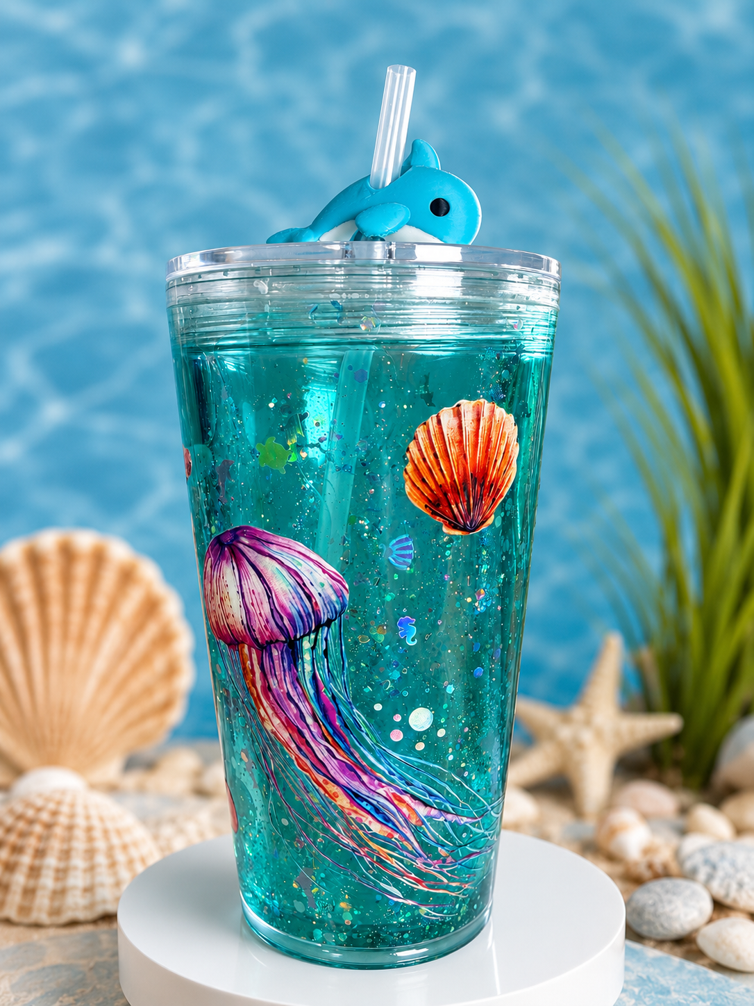 16oz Acrylic Tapered-Ocean Glow, Dual lava