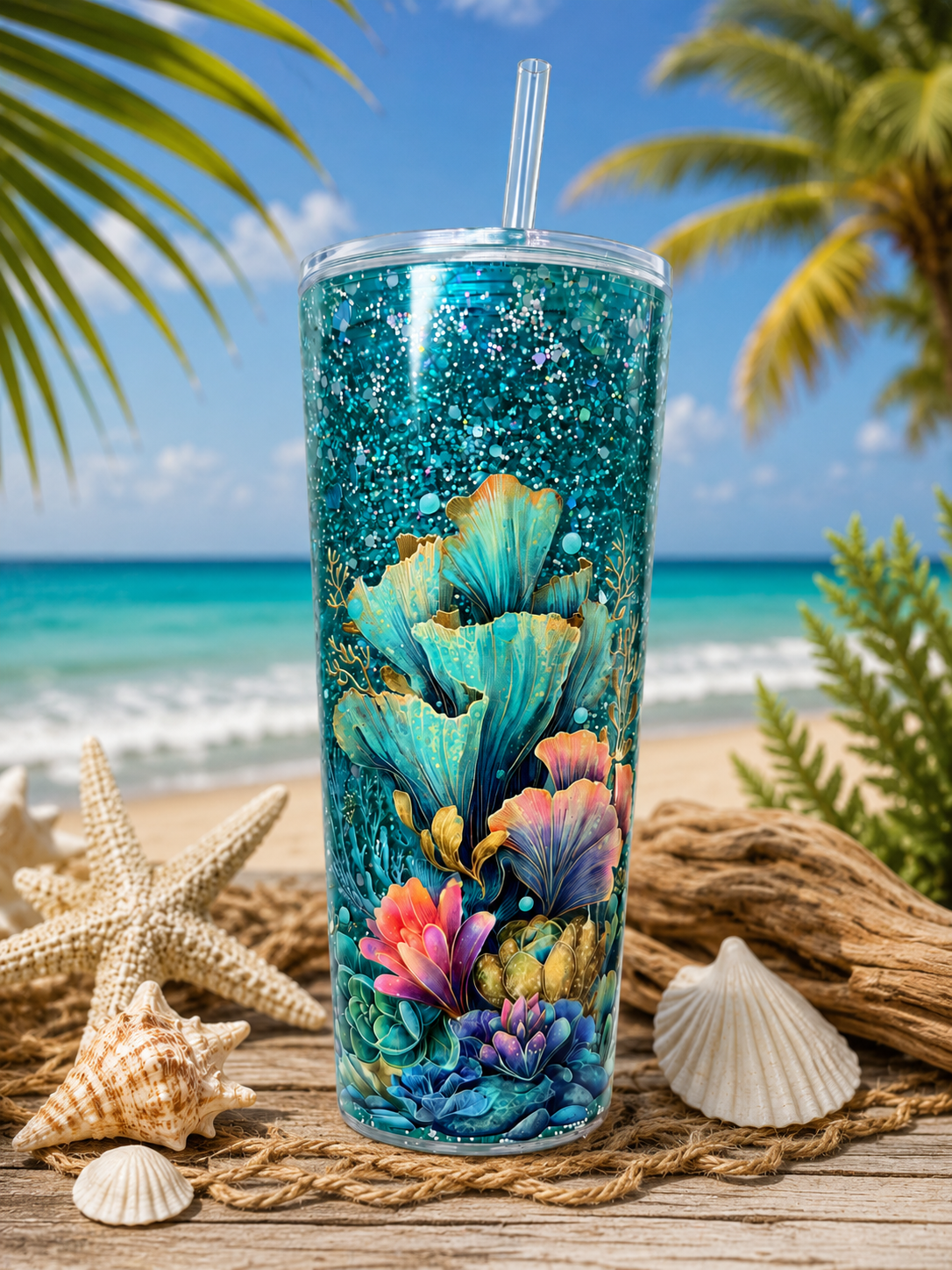24 oz Acrylic Tapered Cup- Shells