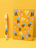 A5 Notebook with Matching Pen - Yellow, Bee Decal