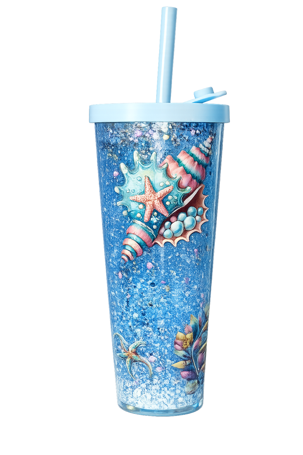 24oz Acrylic Tapered- Leak Proof Lid- Shells- Glitter-Fall
