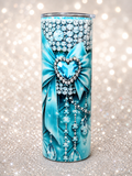 20 Ounce Stainless Steel Tumbler- Blue Bow and Diamonds