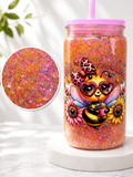 16oz Bee Fabulous Glitter Snow Globe Acrylic Tumbler