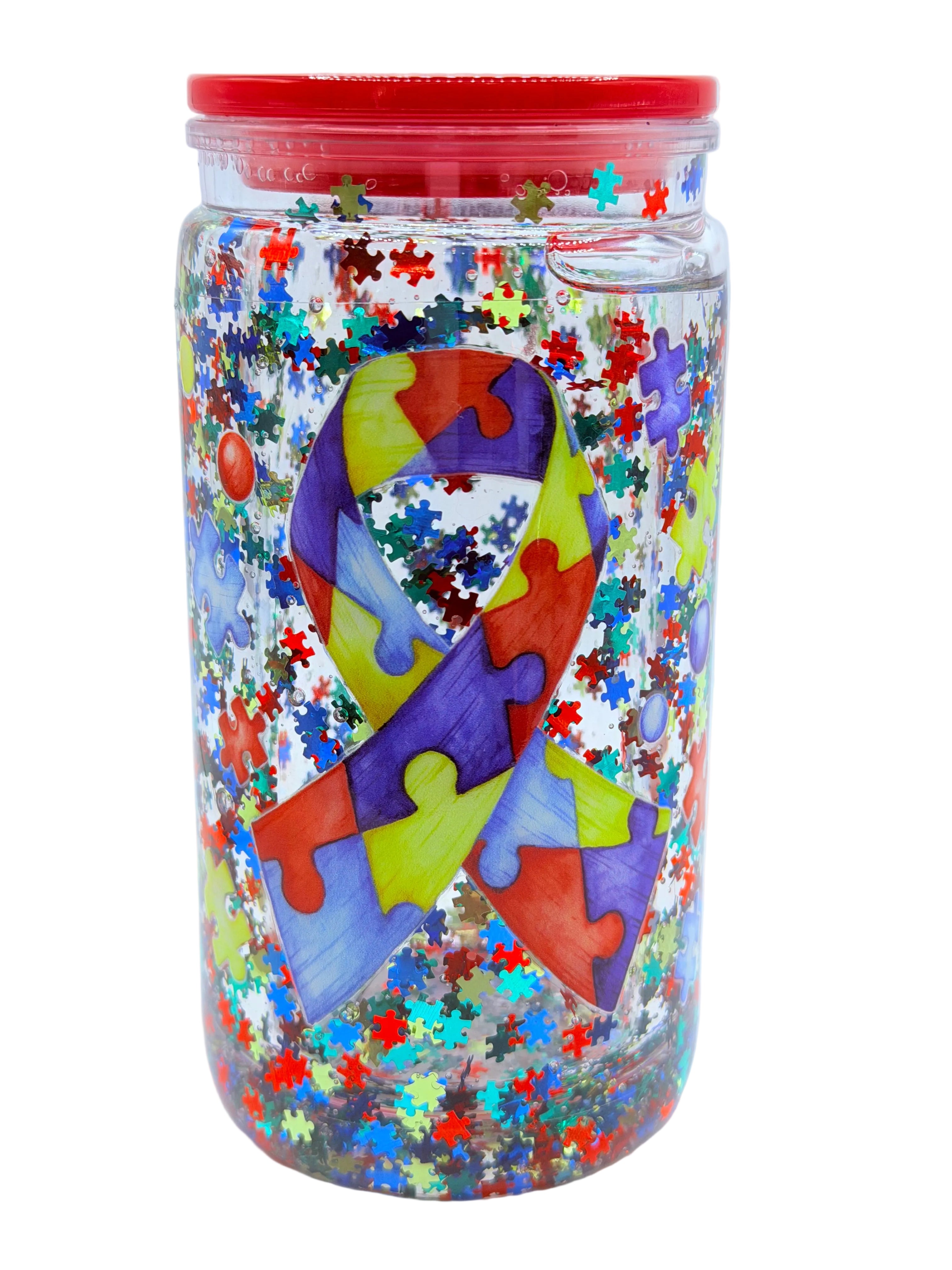 Autism- Glitter- 16 ounce Cup