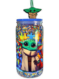16 oz Autism Awareness Acrylic Snow Globe Tumbler | Yoda Topper