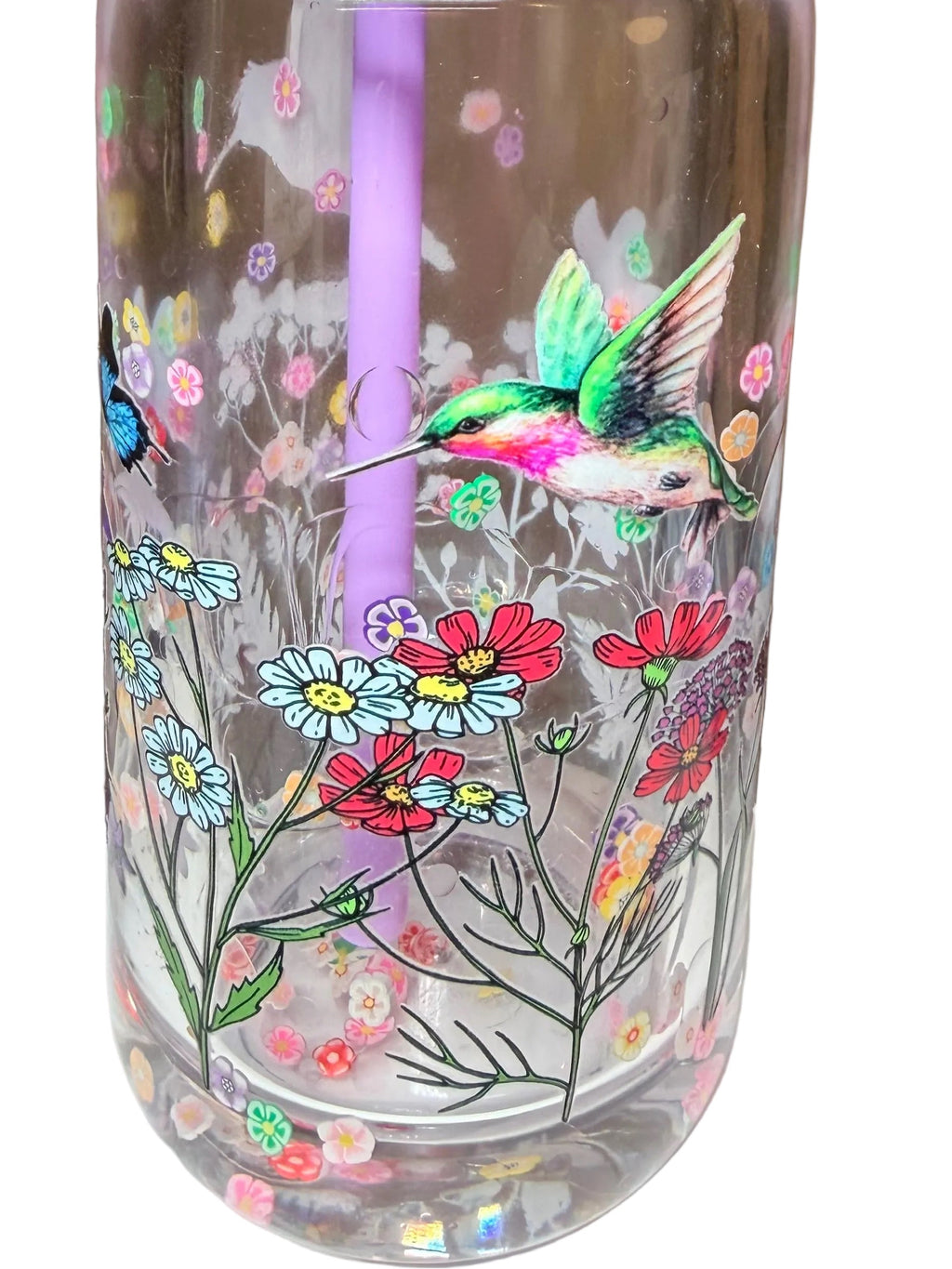 16 oz Lava Acrylic Snow Globe Tumbler | Hummingbird & Flowers
