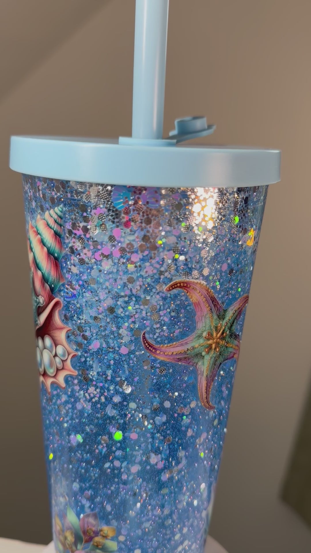 24oz Acrylic Tapered- Leak Proof Lid- Shells- Glitter-Fall