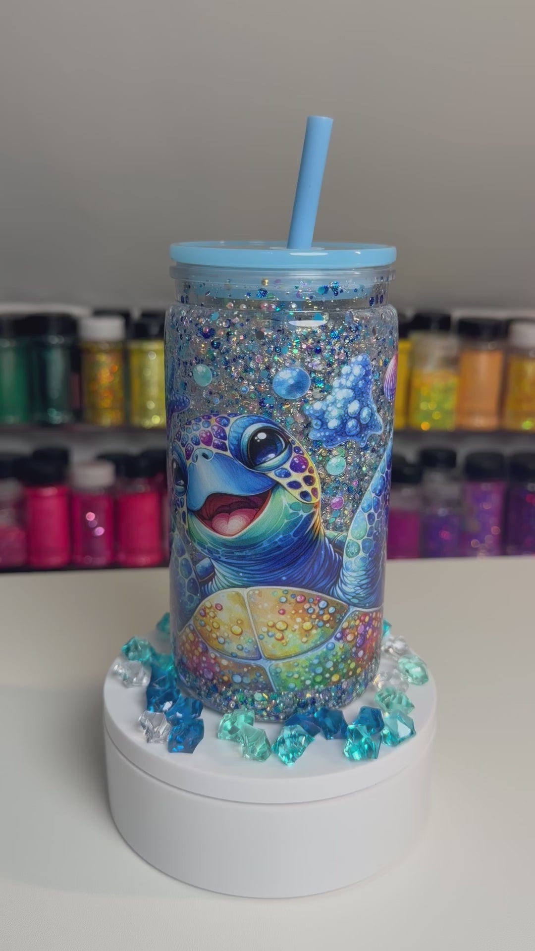 16 ounce Acrylic Tumbler- Glow Turtle