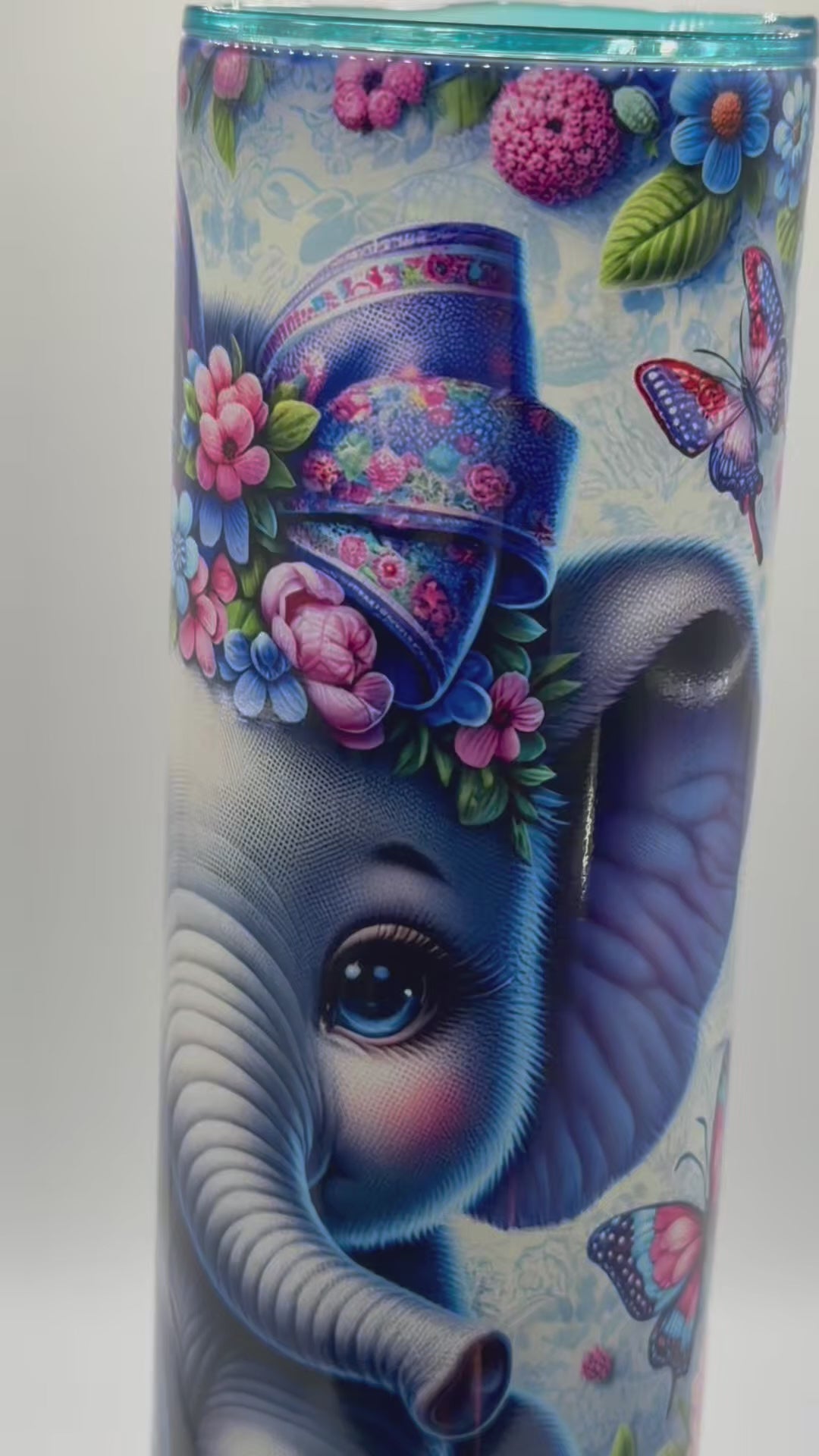 Baby Elephant Florals-Stainless Steel Cup