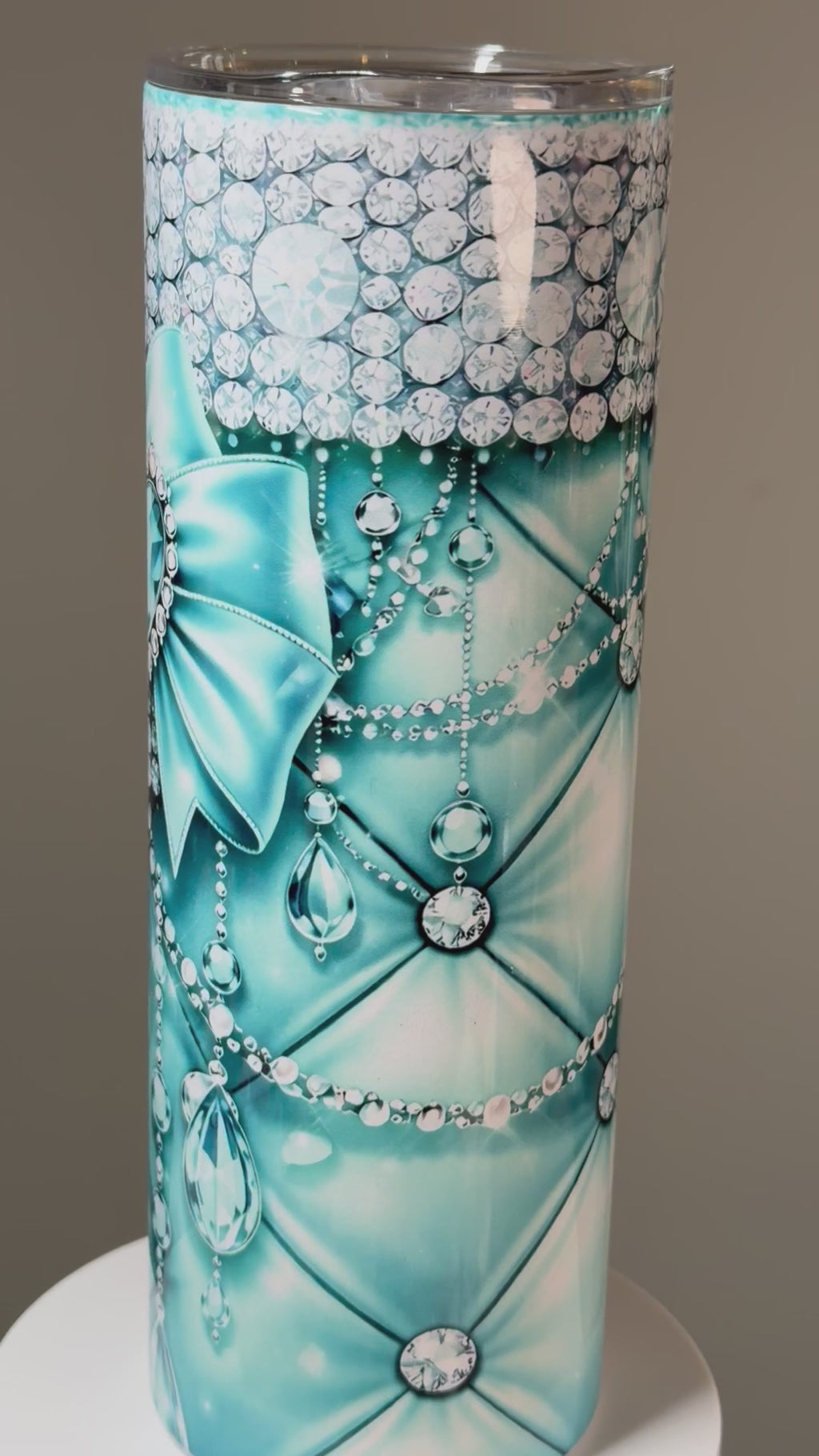 20 Ounce Stainless Steel Tumbler- Blue Bow and Diamonds