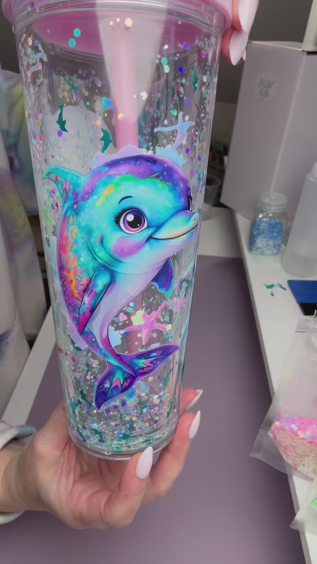 24 oz Tapered Lava Glitter Tumbler