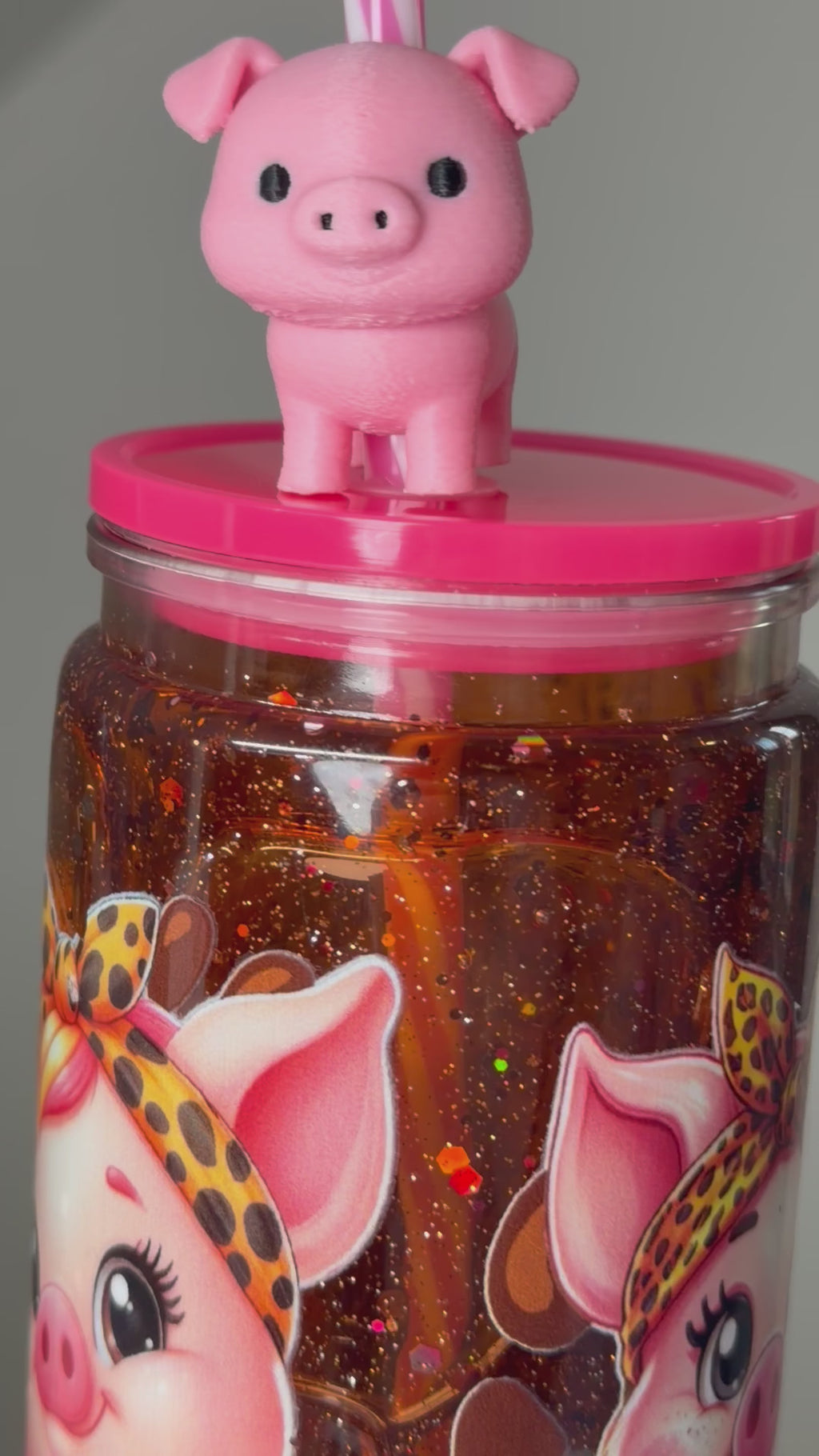 20 oz Little Piggies in the Mud Acrylic Snow Globe Tumbler